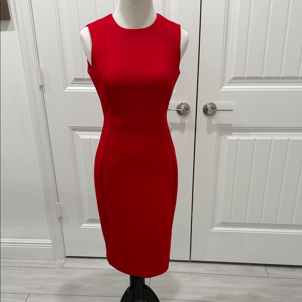 Calvin Klein Collection Vibrant Red Midi Dress - Picture 5 of 7